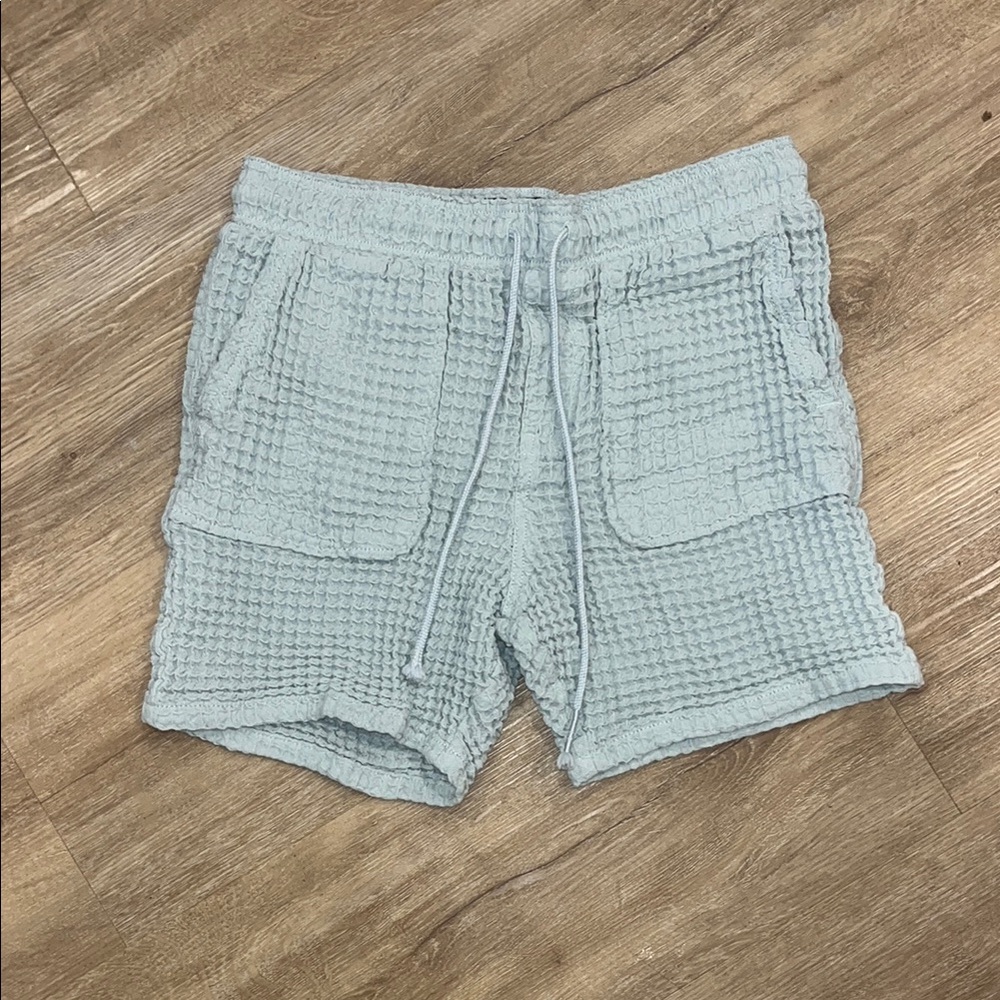 Textured Light Blue Shorts